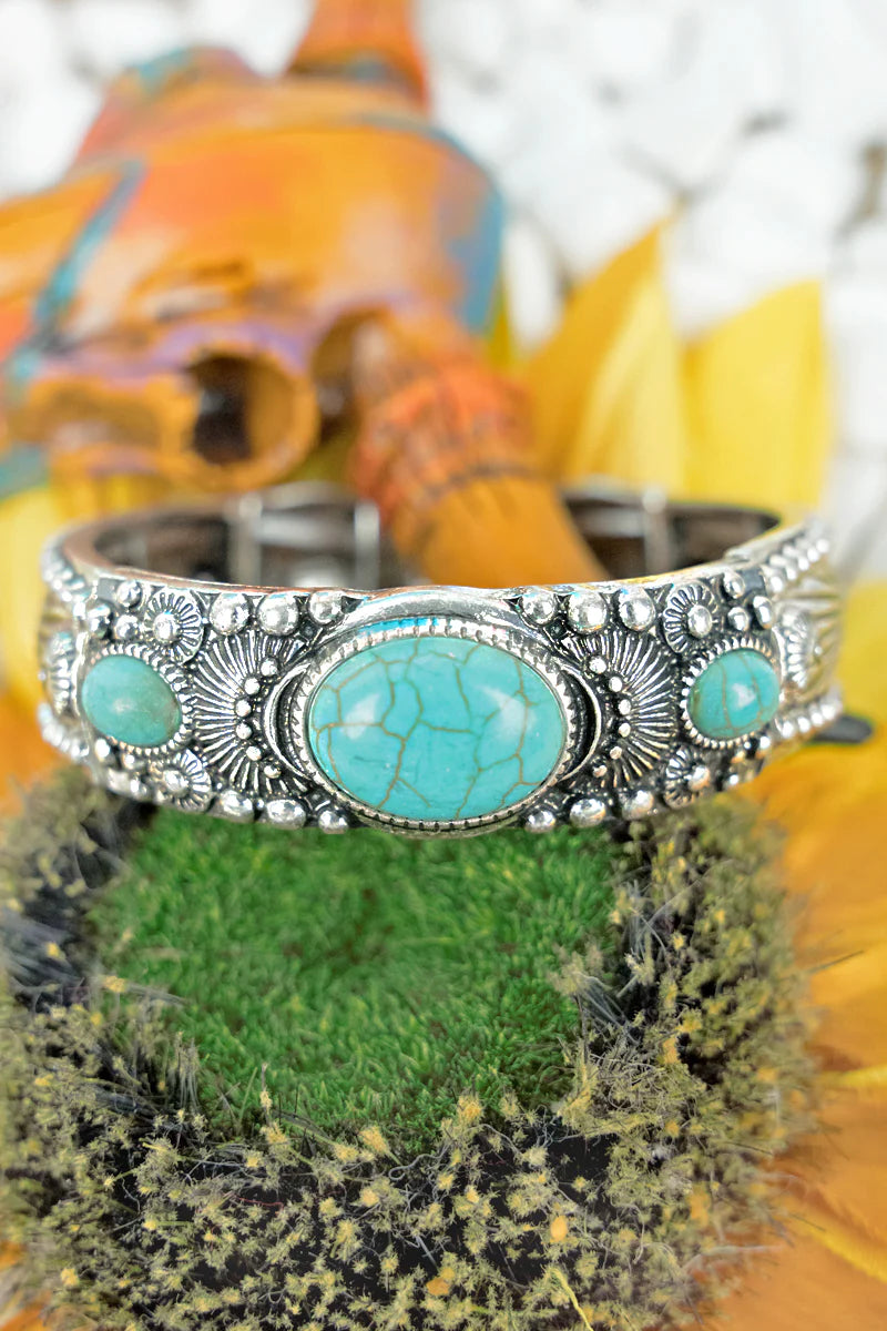 Nickel Silver Imitation Turquoise Cuff Bracelet | Burton's