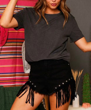 Stud Fringe Shorts